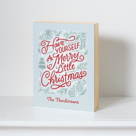 Merry Little Christmas Wood Block