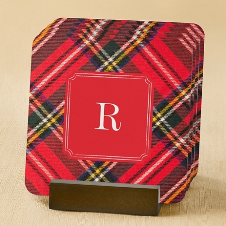 Plaid Initial Coaster