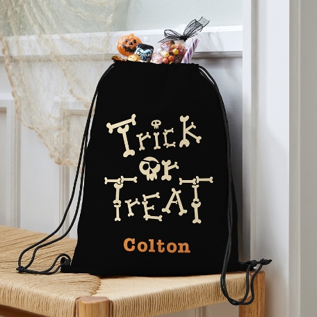 Trick or Treat Bones Drawstring Treat Bag