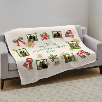 Winter Fun Photo Collage Plush Blanket