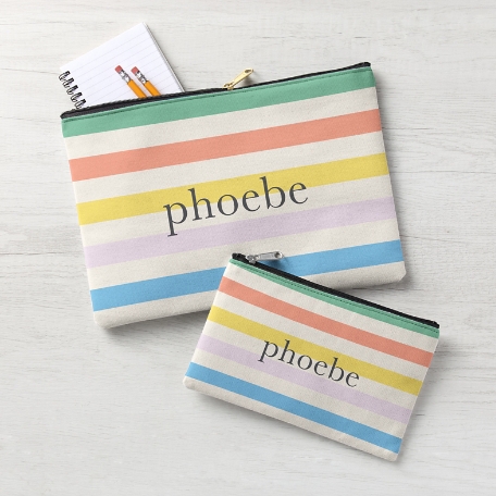 Blush Stripes Zipper Pouch