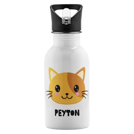 Cheerful Animals Water Bottle - Cat