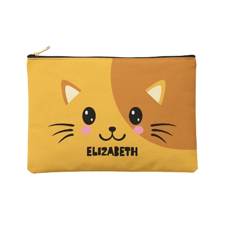 Cheerful Animals Zipper Pouch - Large - Cat