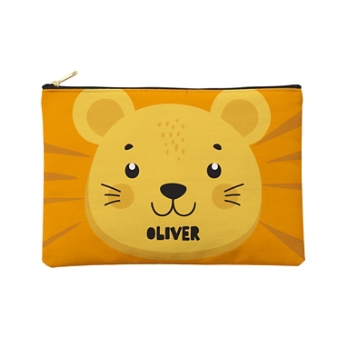 Cheerful Animals Zipper Pouch - Large - Lion