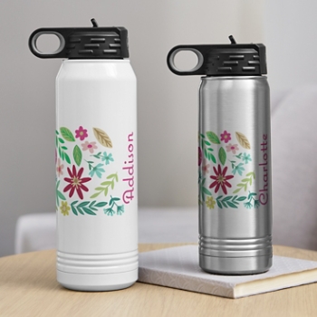 Colorful Flora Stainless Steel Water Bottle