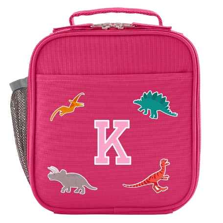 Decal + Monogram Pink Lunch Box - Dino - Pink