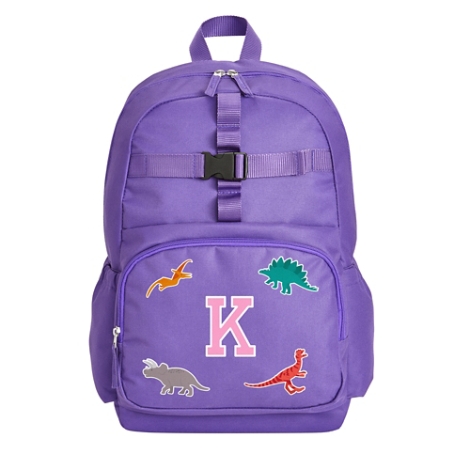 Decal + Monogram Purple Backpack - Dino - Pink