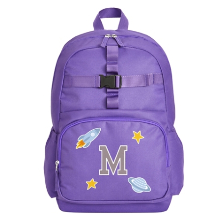 Decal + Monogram Purple Backpack - Space - Gray