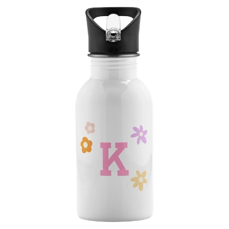 Decal + Monogram Water Bottle - Pink Letter
