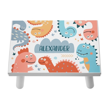 Friendly Dinos Step Stool - White