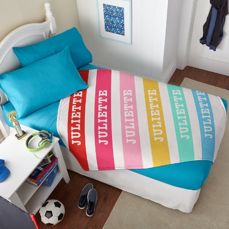 Rainbow Stripes Plush Blanket