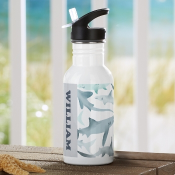 Shark Print Water Bottle