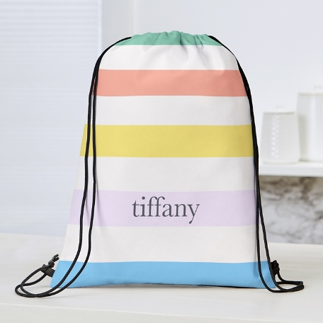 Blush Stripes Drawstring Bag