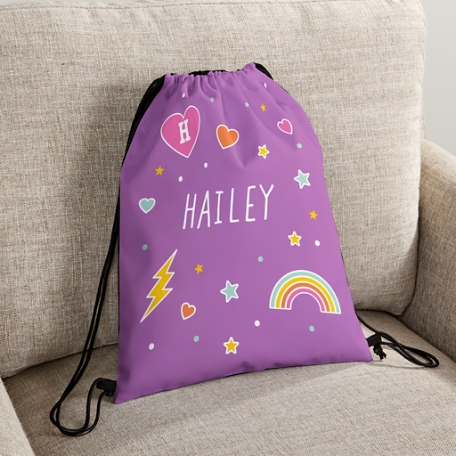 Sparkling Hearts Drawstring Bag