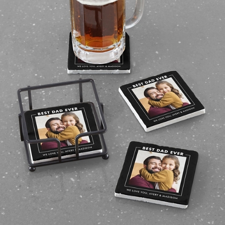 Best DAD Ever Photo Marble Coasters