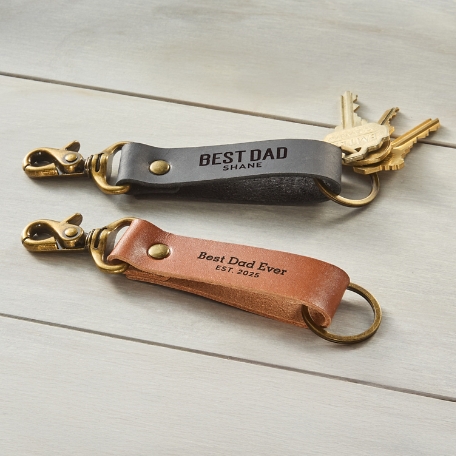 Best Dad Ever Leather Key Chain