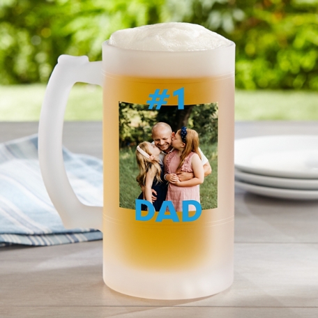 #1 DAD Photo Frosted Beer Mug