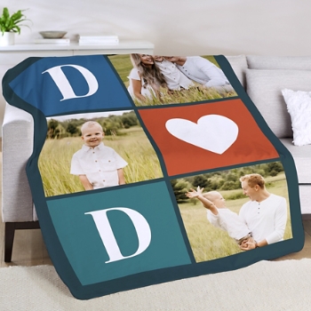 Dad's Heart Photo Plush Blanket