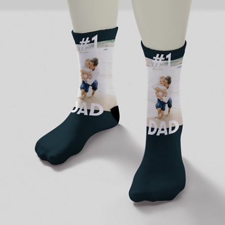 #1 Dad Photo Socks