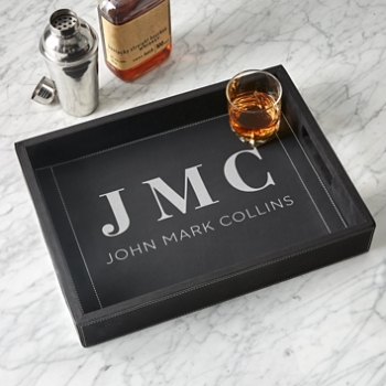 Monogram/Name Leatherette Bar Tray