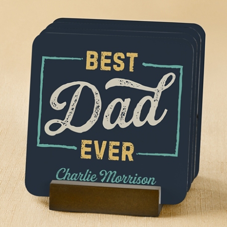 Vintage Best Dad Ever Wood Coasters