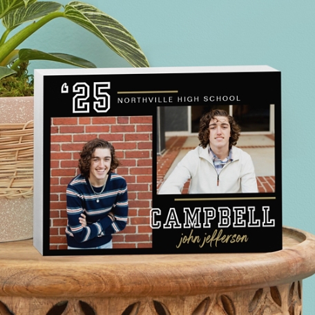 Varsity Year Graduation Photo Wood Block