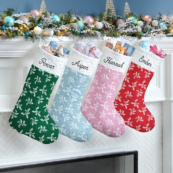 Simple Holly Berries Quilted Stocking