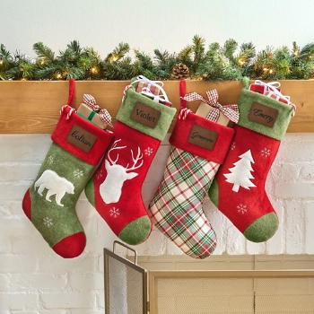 Country Cabin Stocking with Leatherette Patch