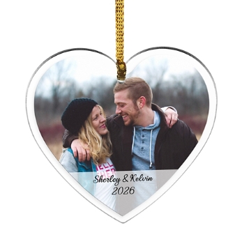 Picture-Perfect Photo Acrylic Ornament-Two Sides - Heart w/Message