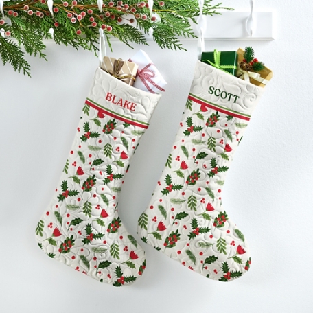 Christmas Foliage Quilted Stocking