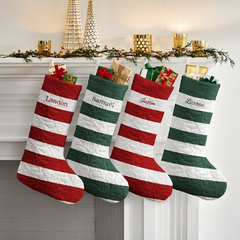 Christmas Stripes Quilted Stocking