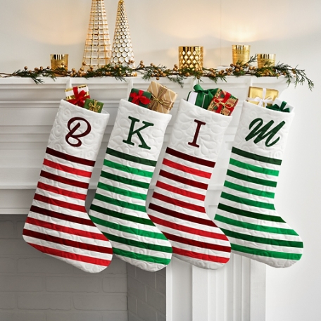 Festive Stripes Quilted Stocking