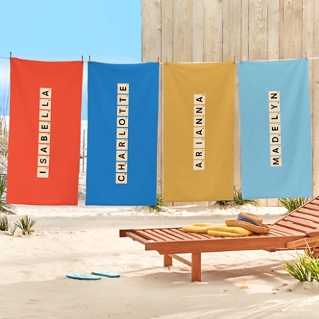 Scrabble® Tiles Name Beach Towel
