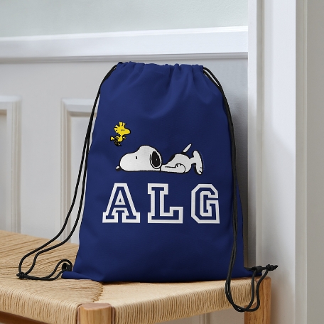 PEANUTS® Snoopy™ & Woodstock Initials Drawstring Bag