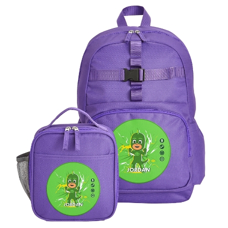 PJ Masks Character Backpack Collection - Purple - Backpack + Lunch Box - Gekko