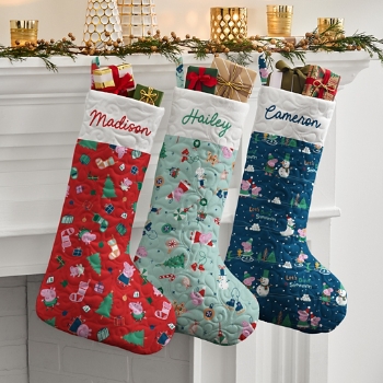 Peppa Pig Holiday Pattern Quilted Stocking