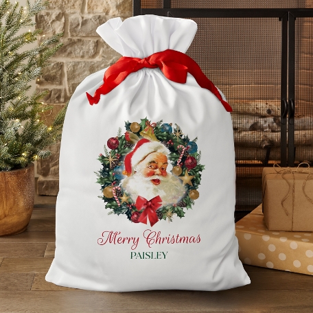 Santa Wreath Oversized Gift Bag