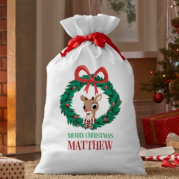 Rudolph® Holiday Wreath Oversized Gift Bag