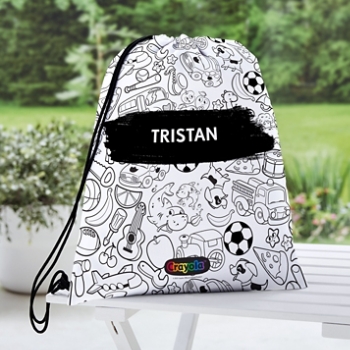Crayola™ B&W Coloring Book Pattern Drawstring Bag