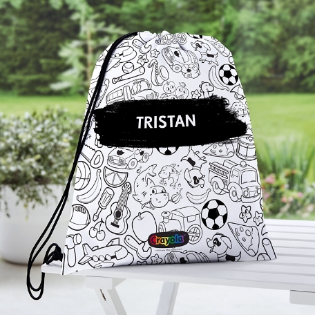 Crayola™ B&W Coloring Book Pattern Drawstring Bag