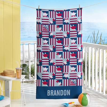 America250™ Geometric Squares Beach Towel