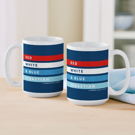 America250™ Red White & Blue Striped Mug