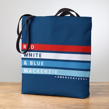 America250™ Red White & Blue Striped Tote Bag