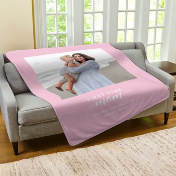 First Time Mom Blessing Photo Plush Blanket
