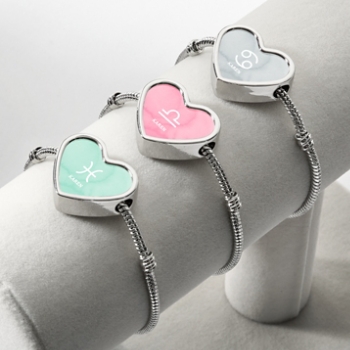 Zodiac Sign Heart Charm Bracelet