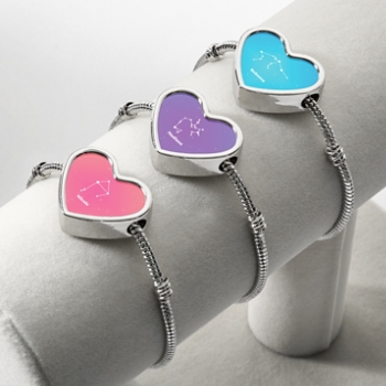 Zodiac Stars Heart Charm Bracelet