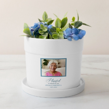 Planted in Memory Of.. Memorial Photo Planter with Tray