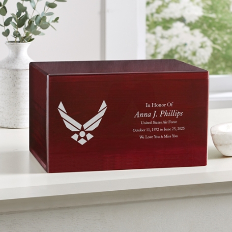 U.S. Air Force™ Logo Engraved Wood Cremation Urn
