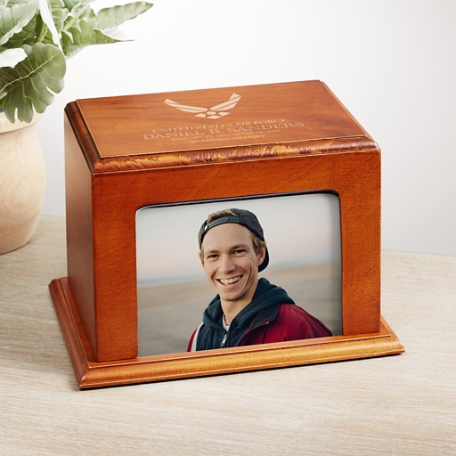 U.S. Air Force™ Logo Memorial Wood Frame Cremation Urn