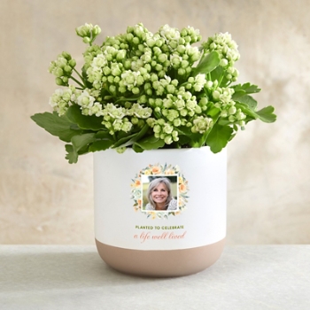 Floral Serenity Memorial Photo Planter